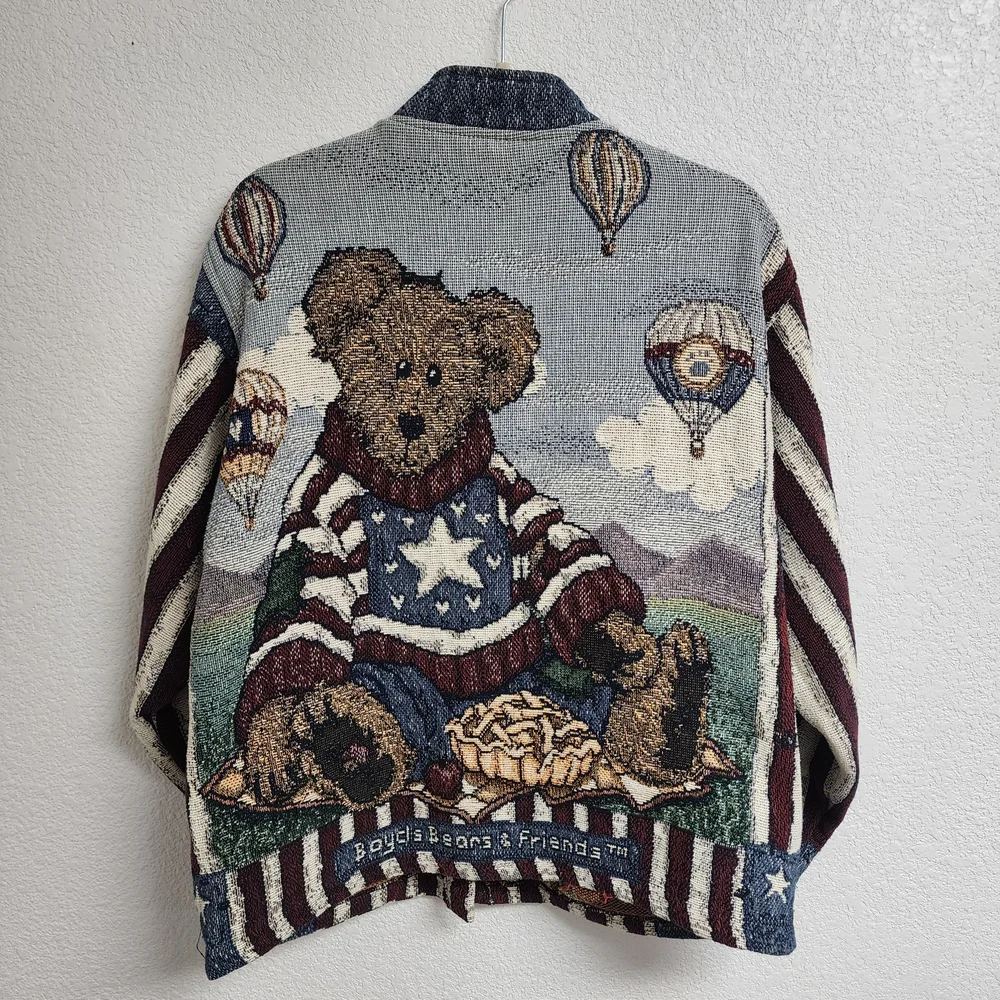 Vintage Sugar Street Weavers Boyds Bears Patriotic Jacket Size L-XL USA Damaged - Picture 3 of 16